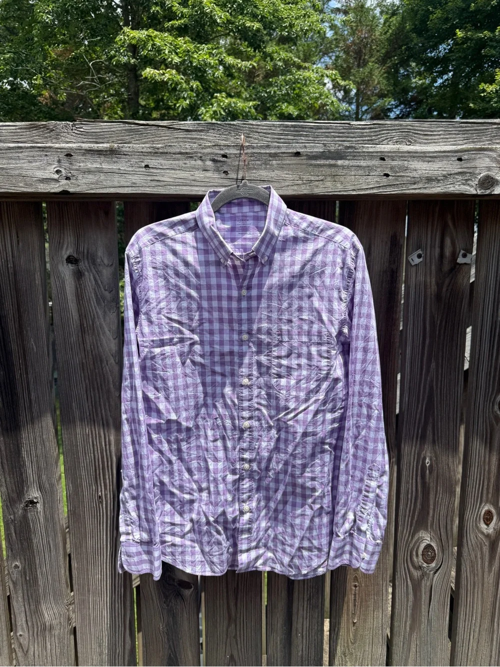 J. Crew Lavender Gingham Button-Down Shirt